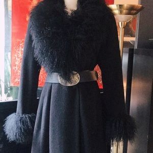 Marvin Richards Mongolian Lamb Trim Coat 8-10